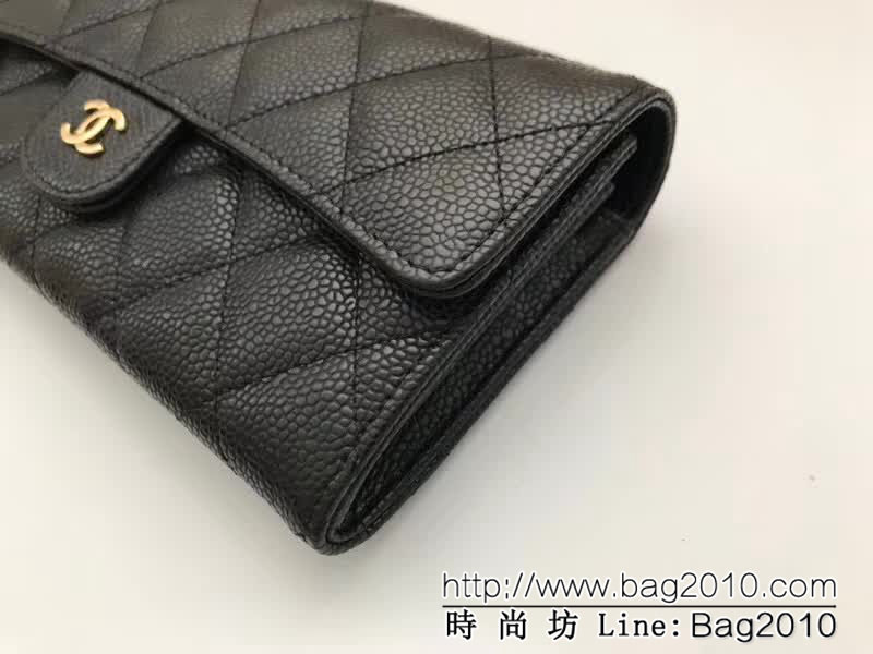 CHANEL香奈兒 海外原單 顆粒壓花小牛皮 女款長錢包 A80758  DJC2491